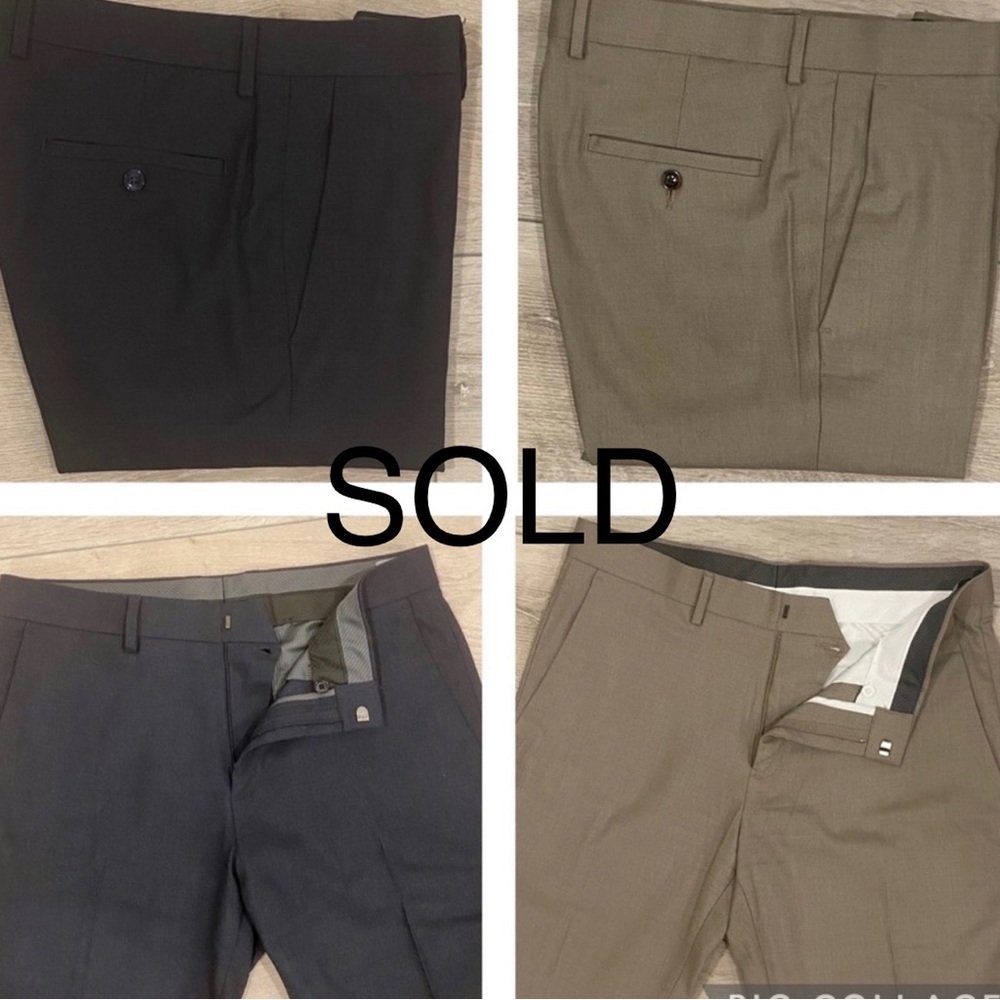 Bundle of 2 Kenneth Cole Men Slim Flat Front Pants, Blue & Tan, Size 32/30, Used